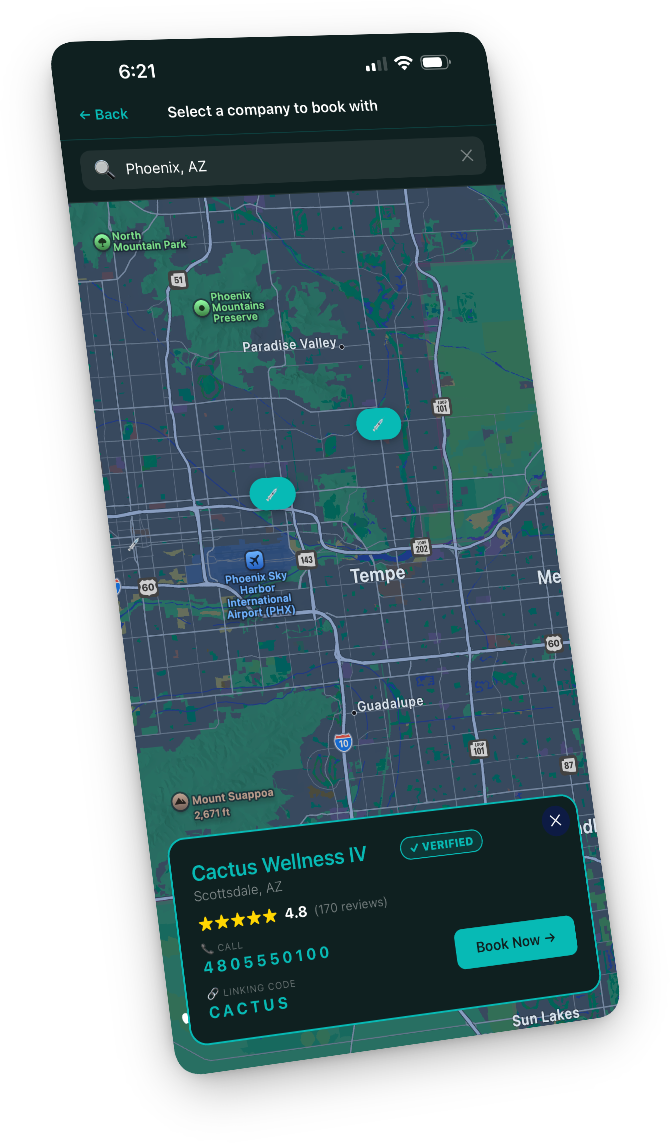 Find IV providers near you on the map